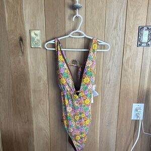 Roxy Floral One-Piece Swimsuit in Yellow, Pink, Green, Purple